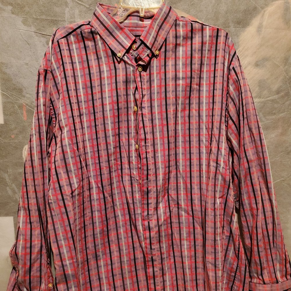 Mens Red Plaid Button Up Shirt by William Size Medium